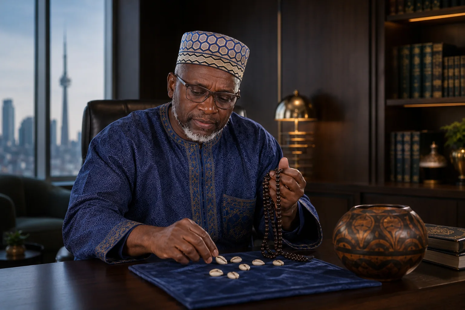 Mr Kallo preparing traditional spiritual cleansing and protection guidance in Toronto